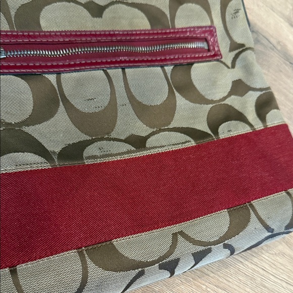 Coach Tan and Red Crossbody Bag Signature heritage y2k purse stripe designer - Picture 9 of 13